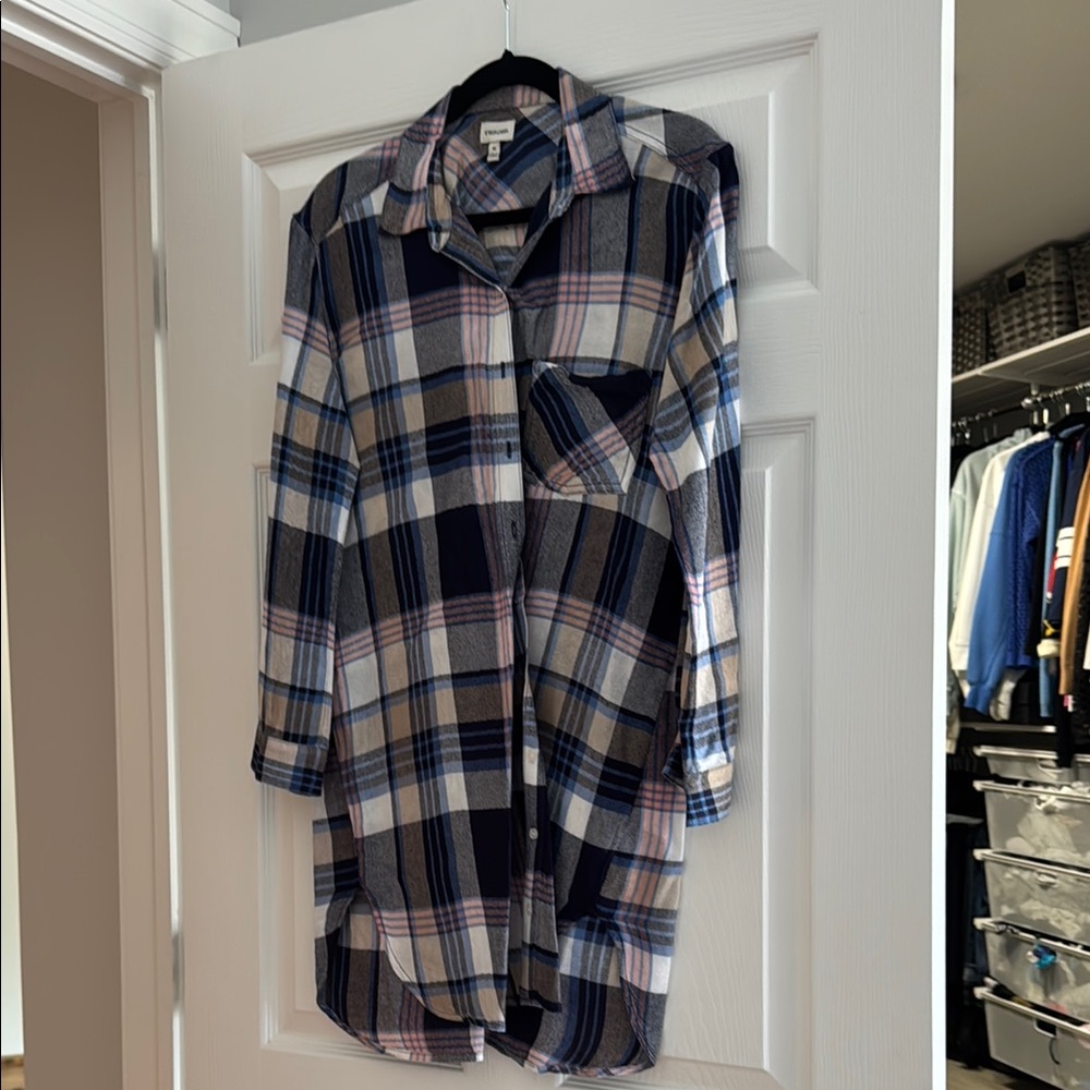 Plaid Long Sleeve Shirt Dress
